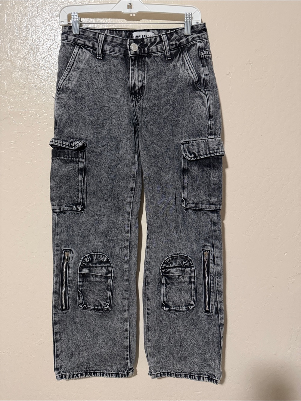 Disclosure Acid Wash Cargo Jeans Multi Pocket Y2K Streetwear Size 25
